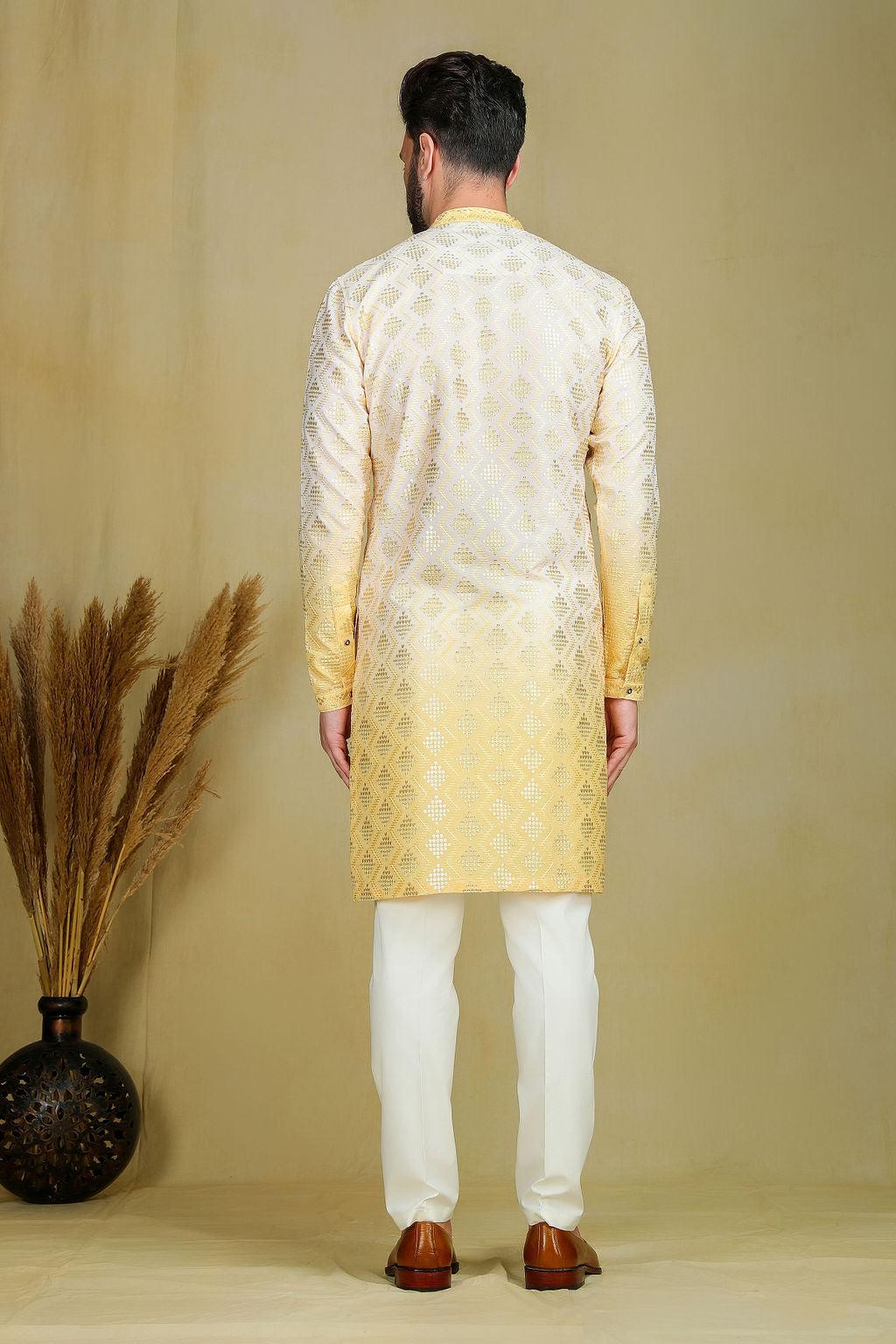 Yellow & Gold Ombre Kurta - The Absolute House Of Design