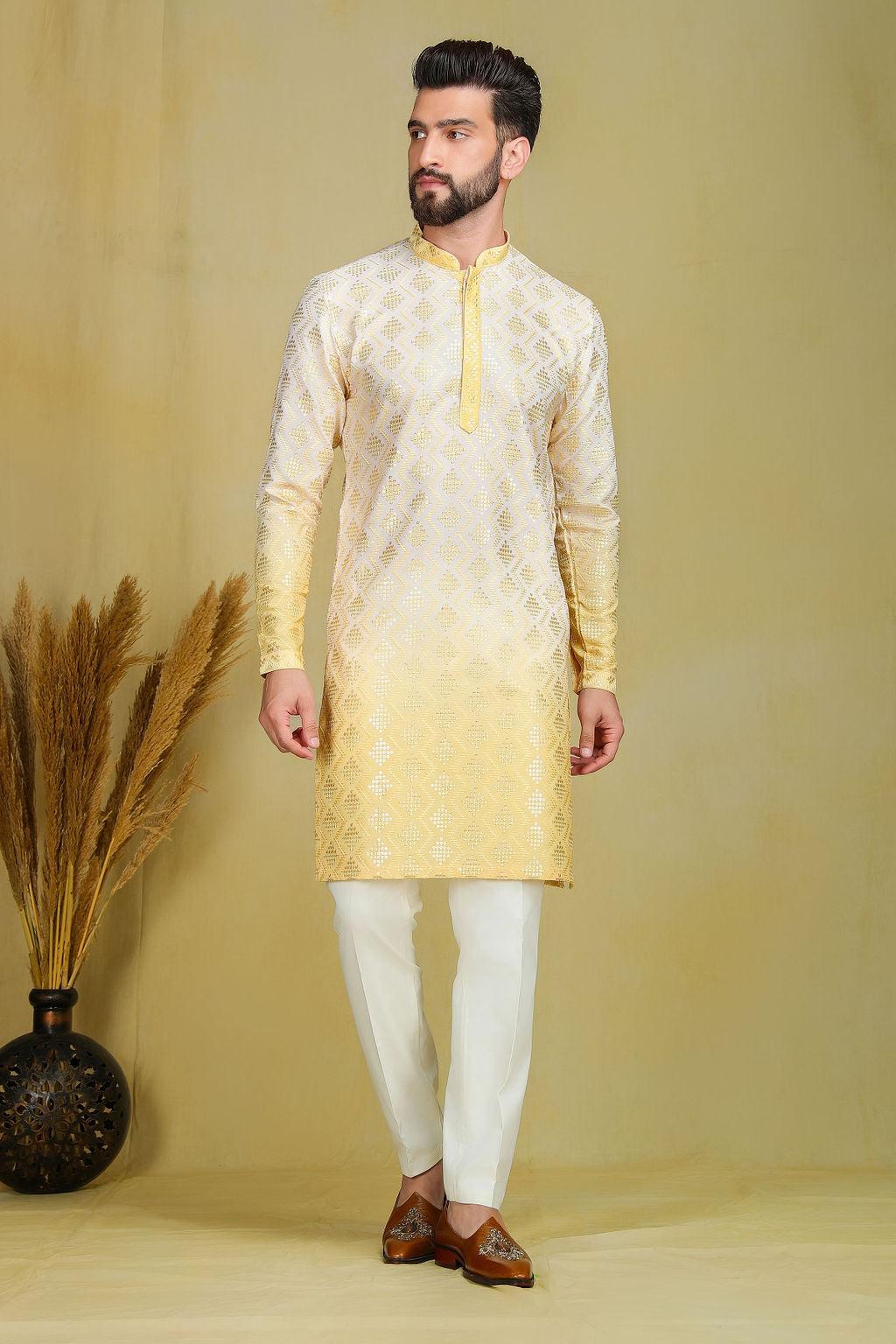 Yellow & Gold Ombre Kurta - The Absolute House Of Design