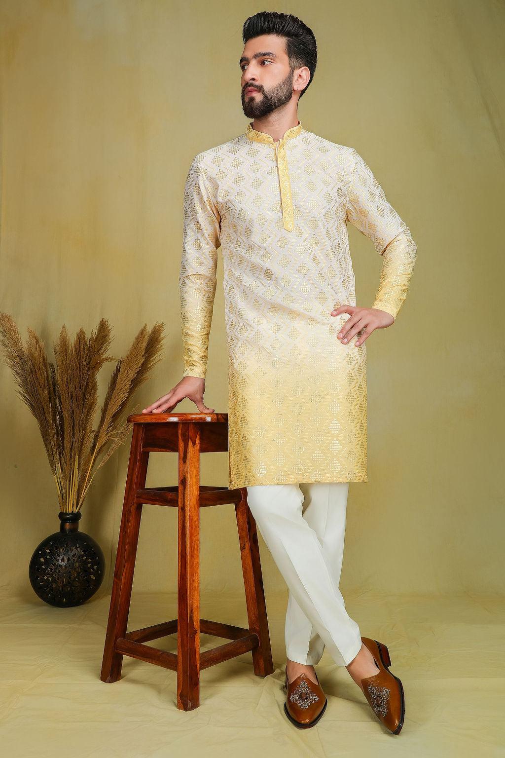 Yellow & Gold Ombre Kurta - The Absolute House Of Design