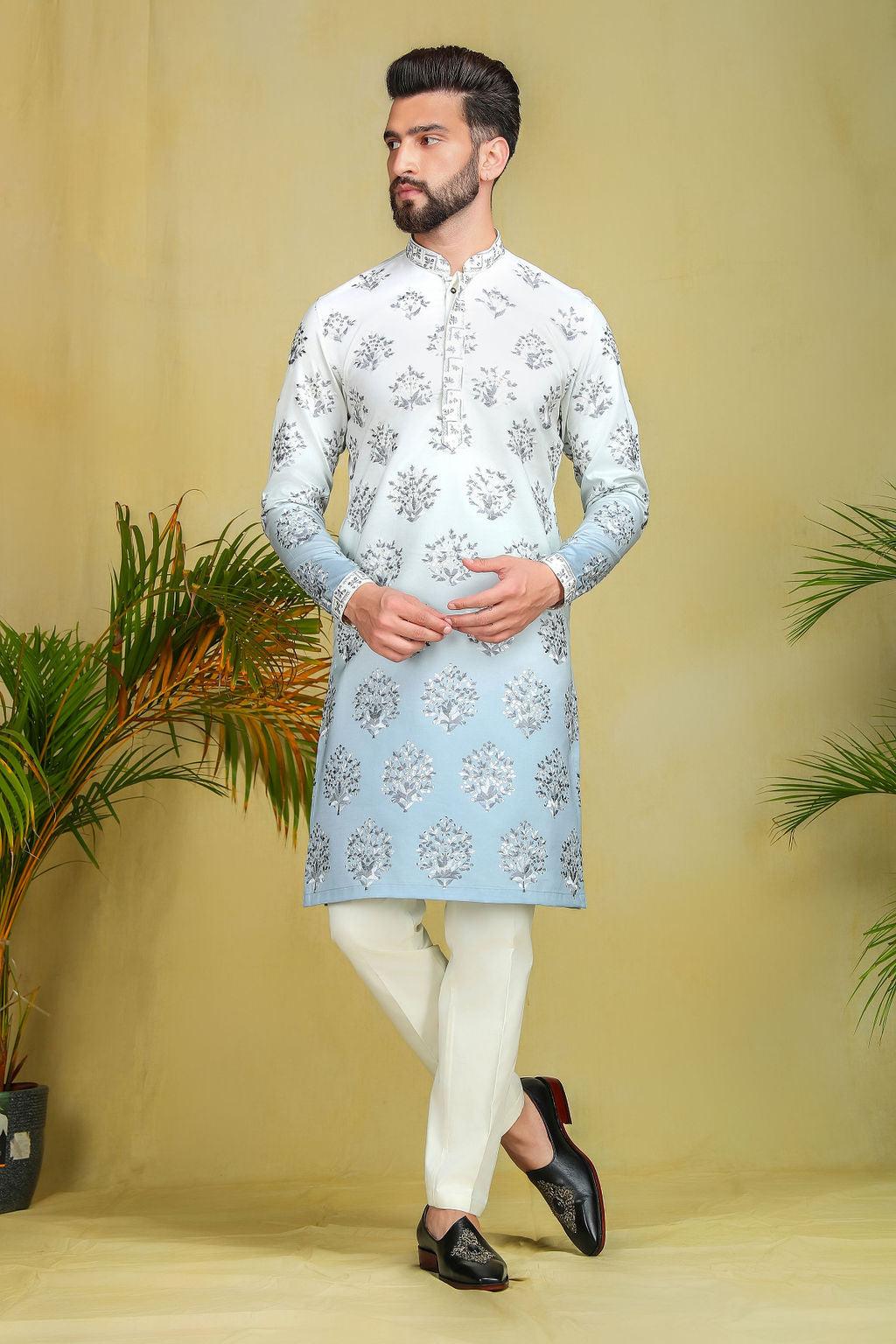 Ombre Shaded Kurta with Sequin & thread embroidery - The Absolute House Of Design