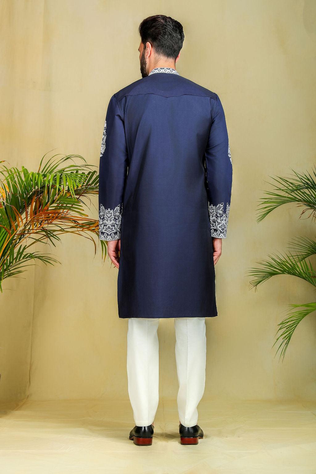 Sapphire Blue threadwork Kurta set - The Absolute House Of Design