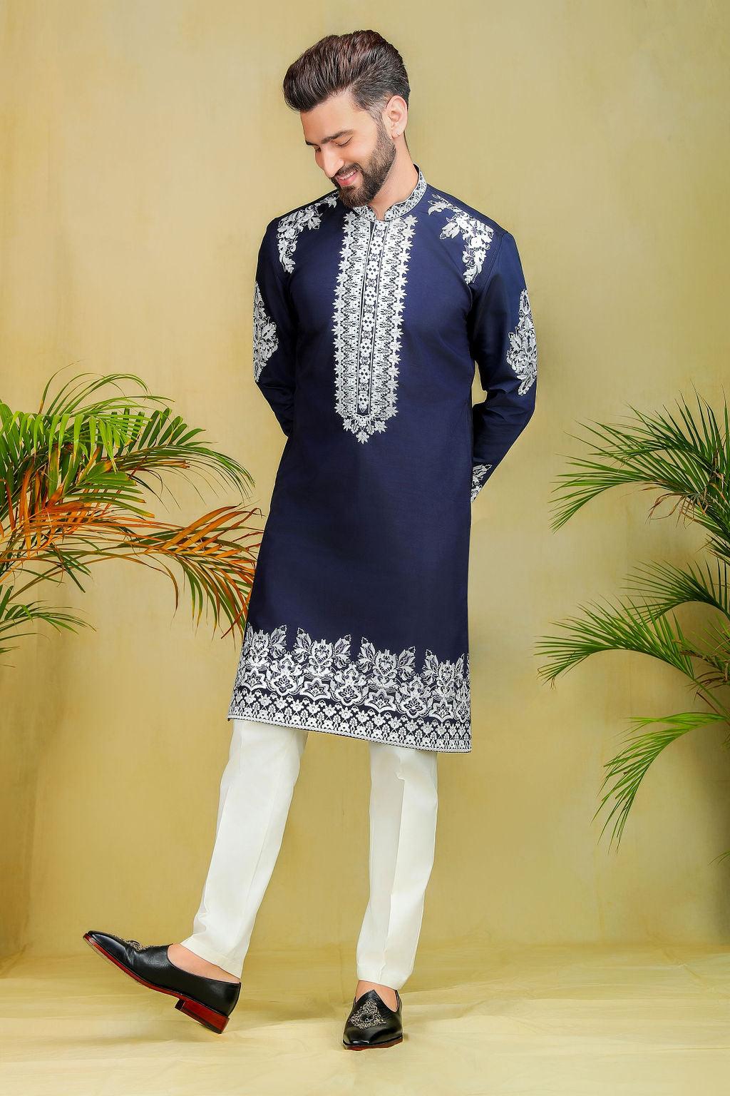 Sapphire Blue threadwork Kurta set - The Absolute House Of Design