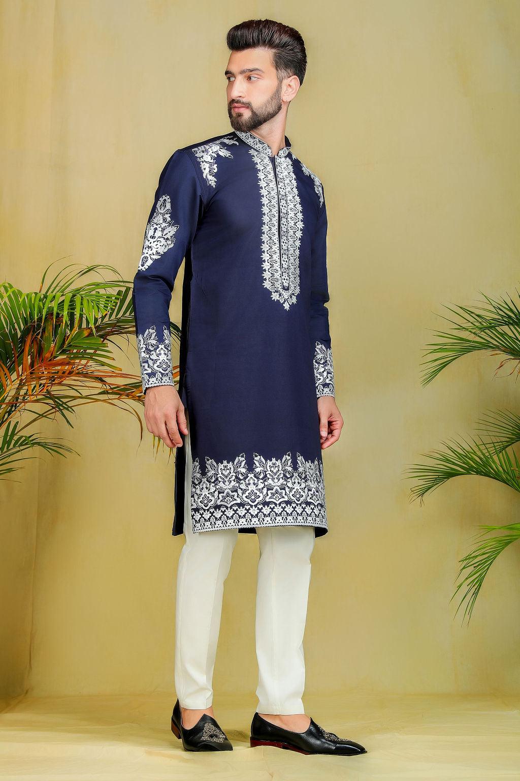 Sapphire Blue threadwork Kurta set - The Absolute House Of Design