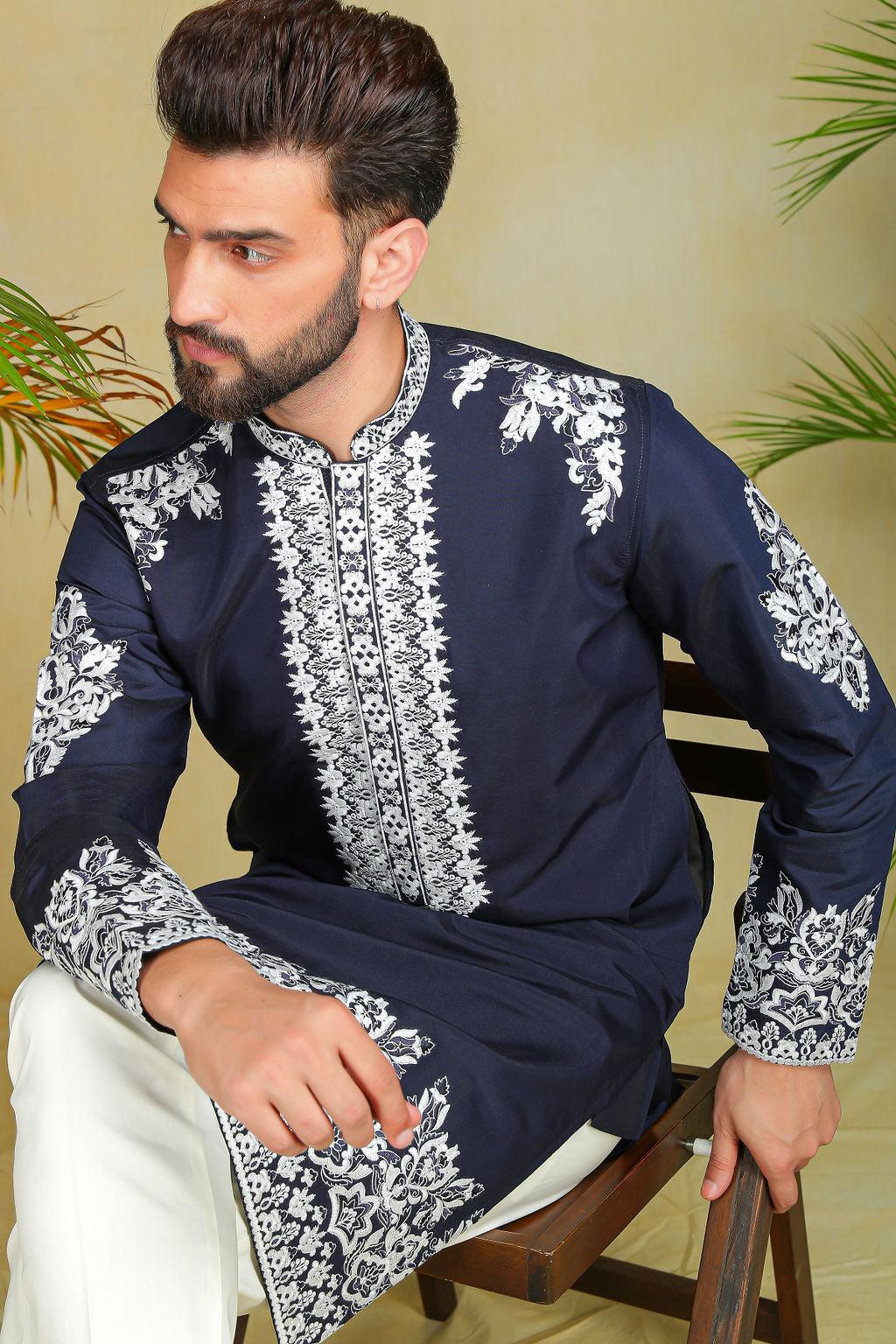 Sapphire Blue threadwork Kurta set - The Absolute House Of Design