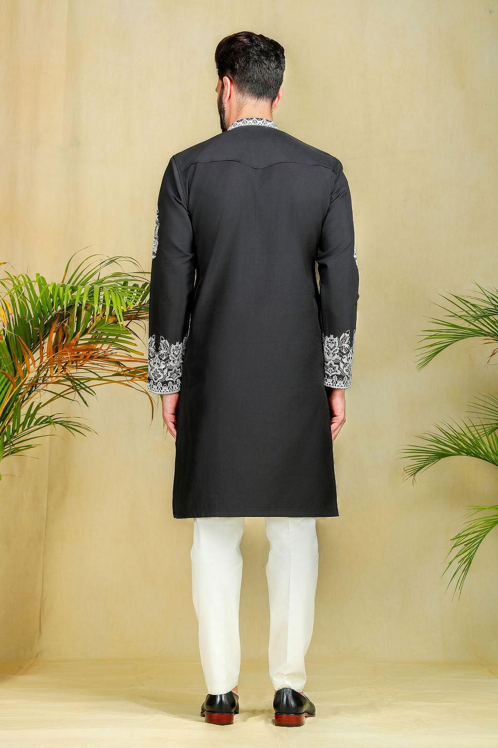 Onyx Black threadwork Kurta set - The Absolute House Of Design