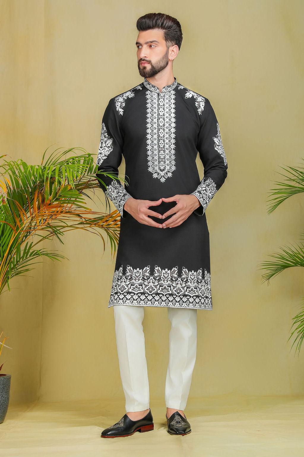 Onyx Black threadwork Kurta set - The Absolute House Of Design
