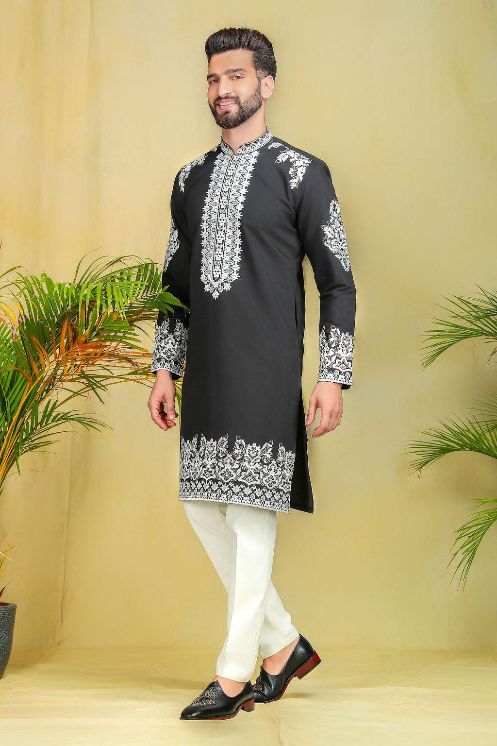Onyx Black threadwork Kurta set - The Absolute House Of Design