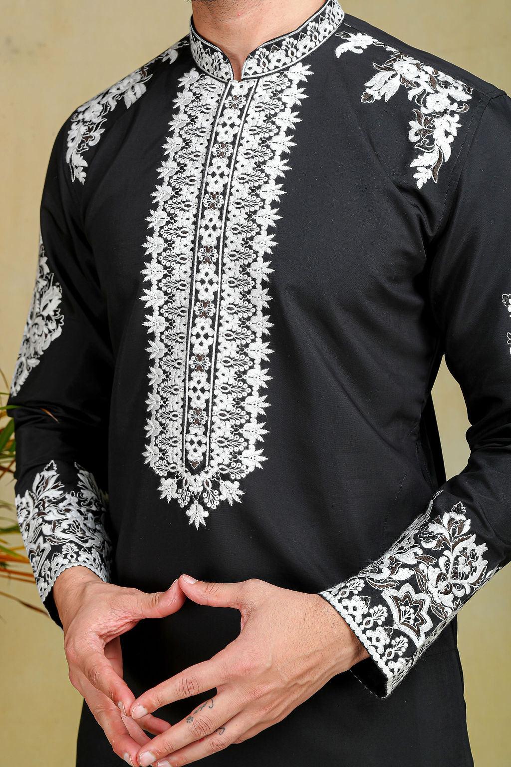 Onyx Black threadwork Kurta set - The Absolute House Of Design