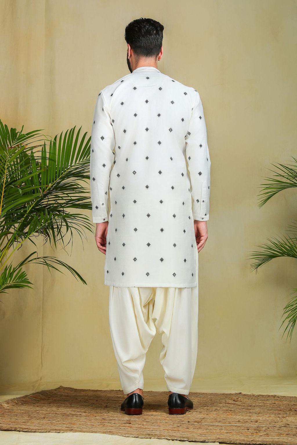 Black & White mirror work kurta - The Absolute House Of Design