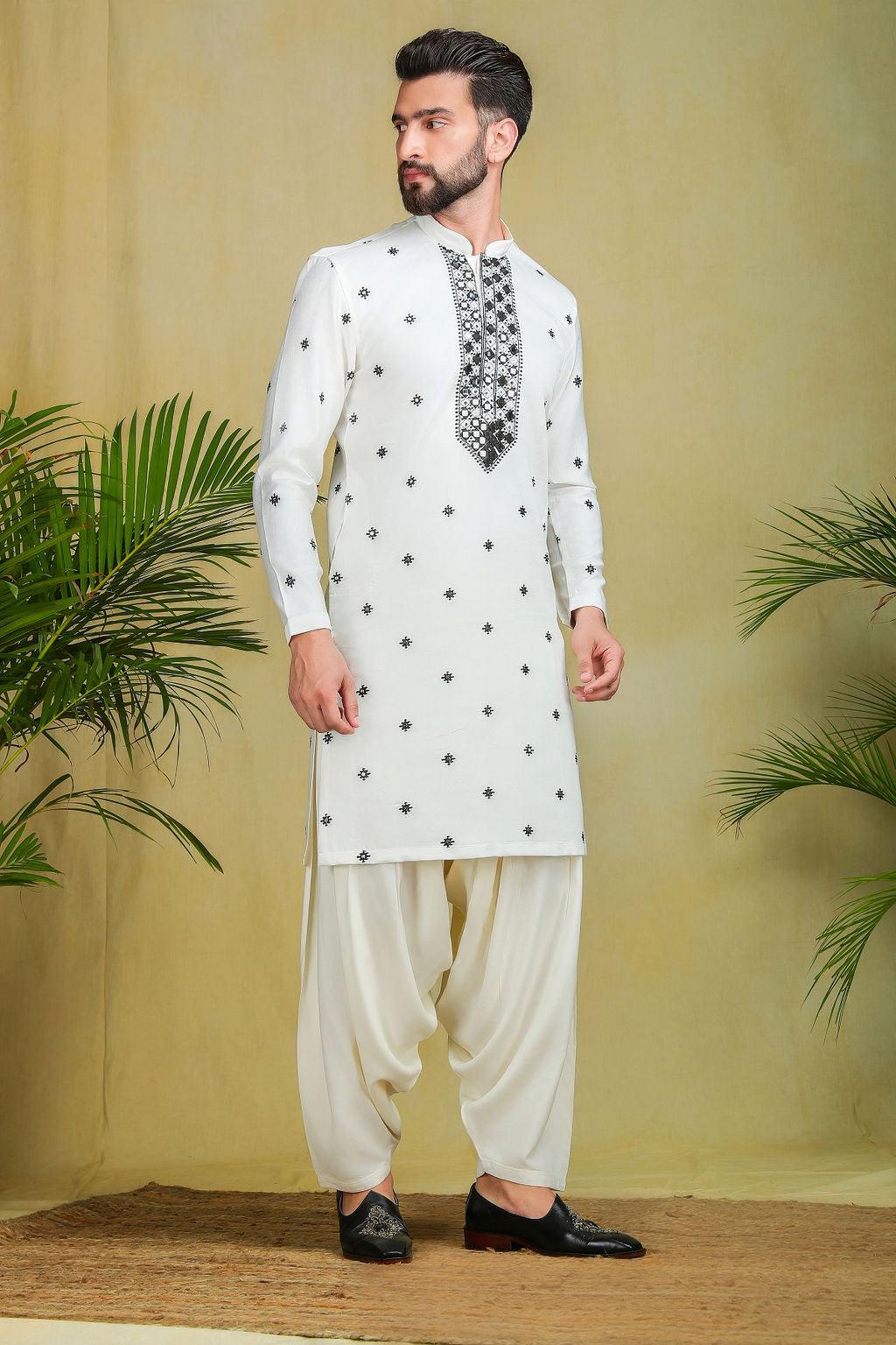 Black & White mirror work kurta - The Absolute House Of Design