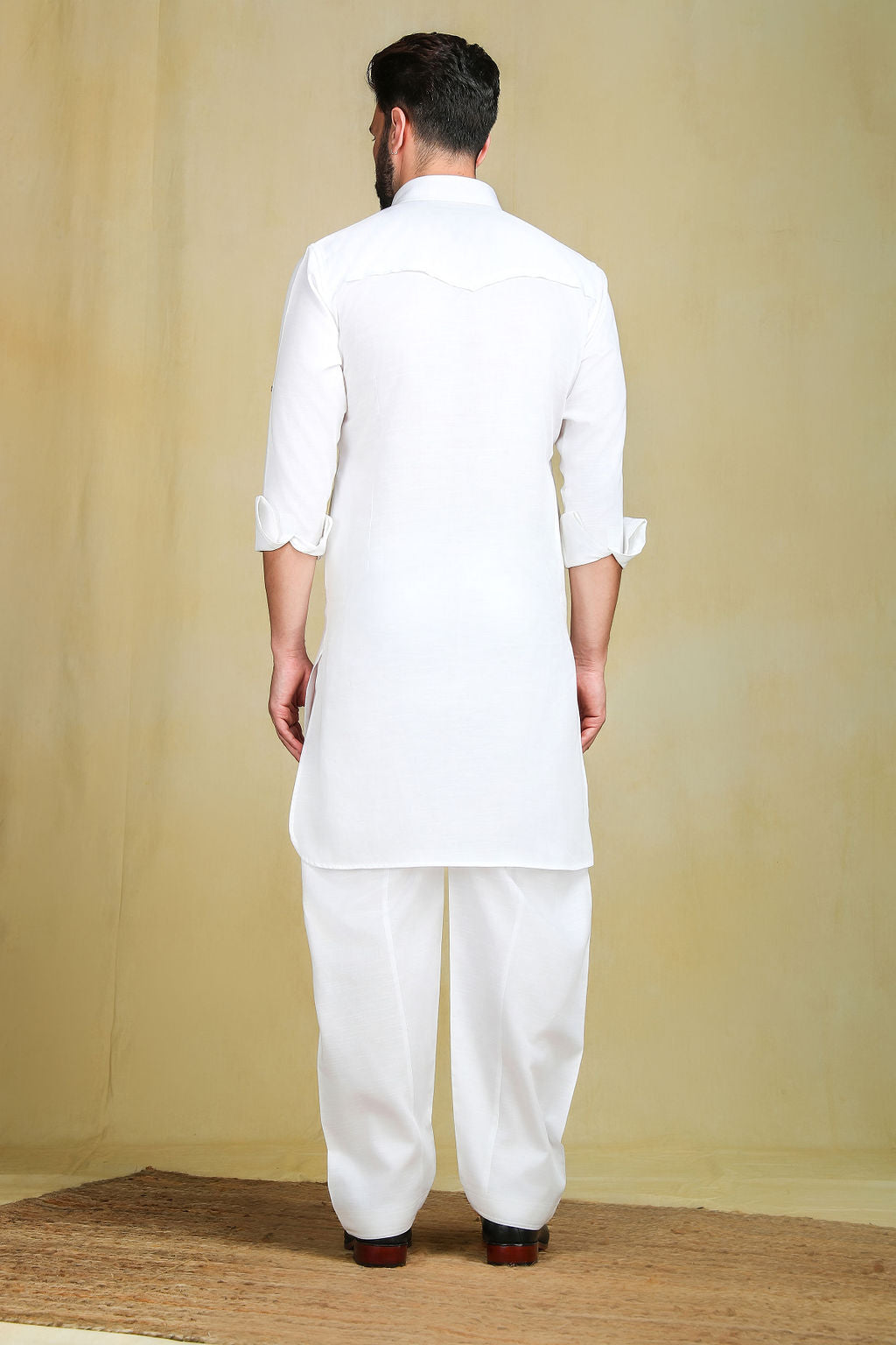 Solid White pathani set - The Absolute House Of Design