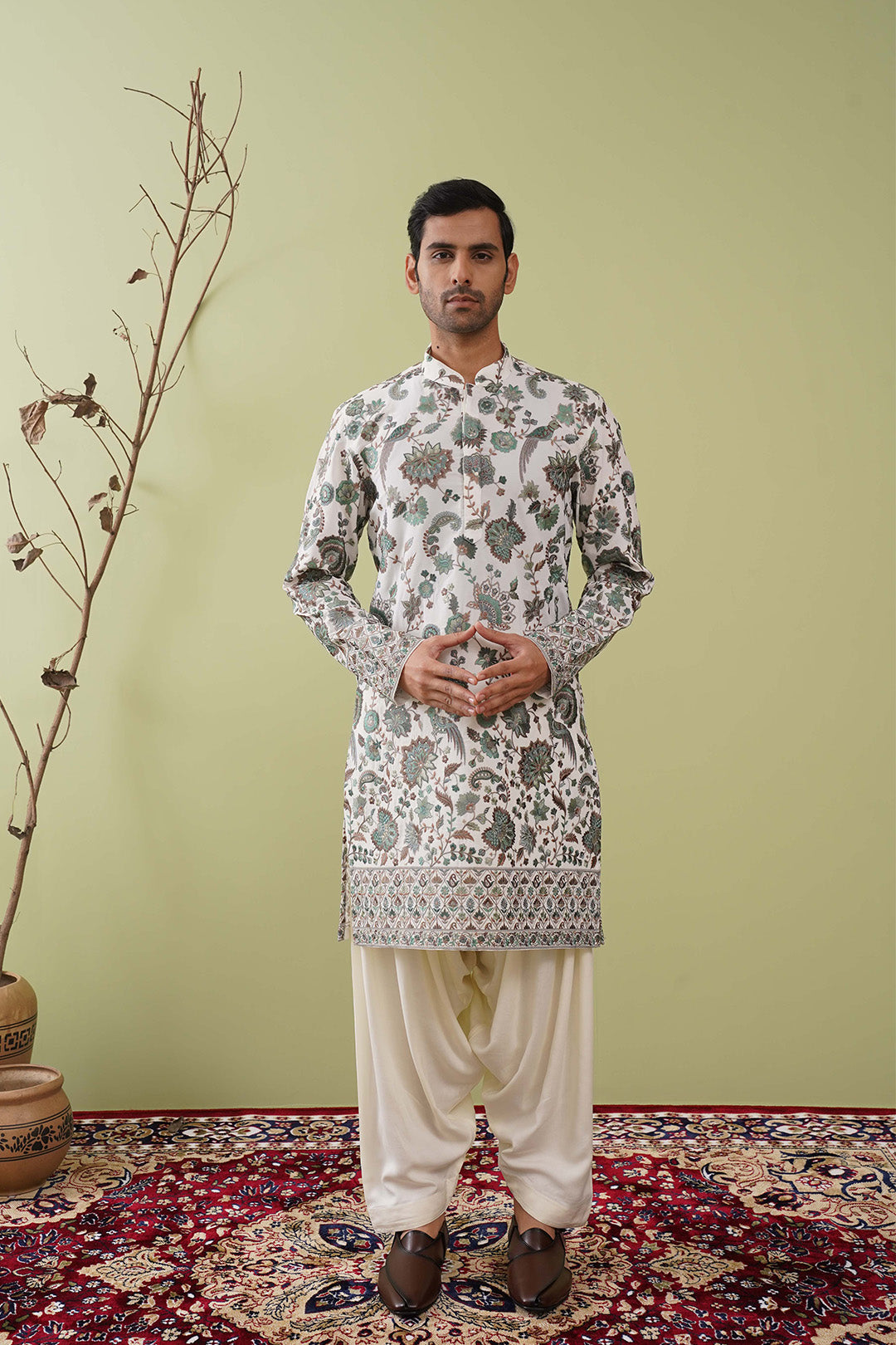 Green Threadwork Kurta - The Absolute House Of Design