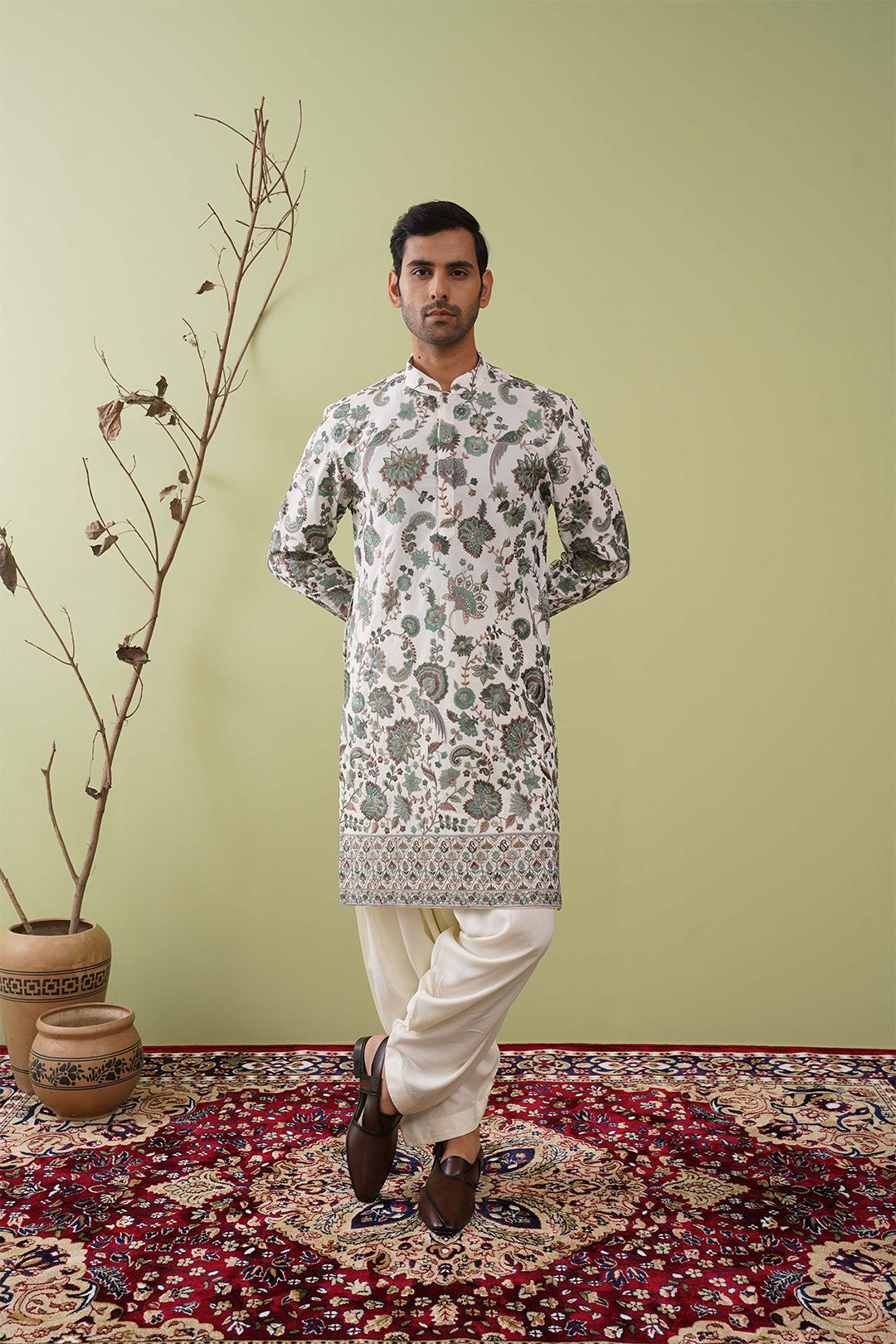 Green Threadwork Kurta - The Absolute House Of Design