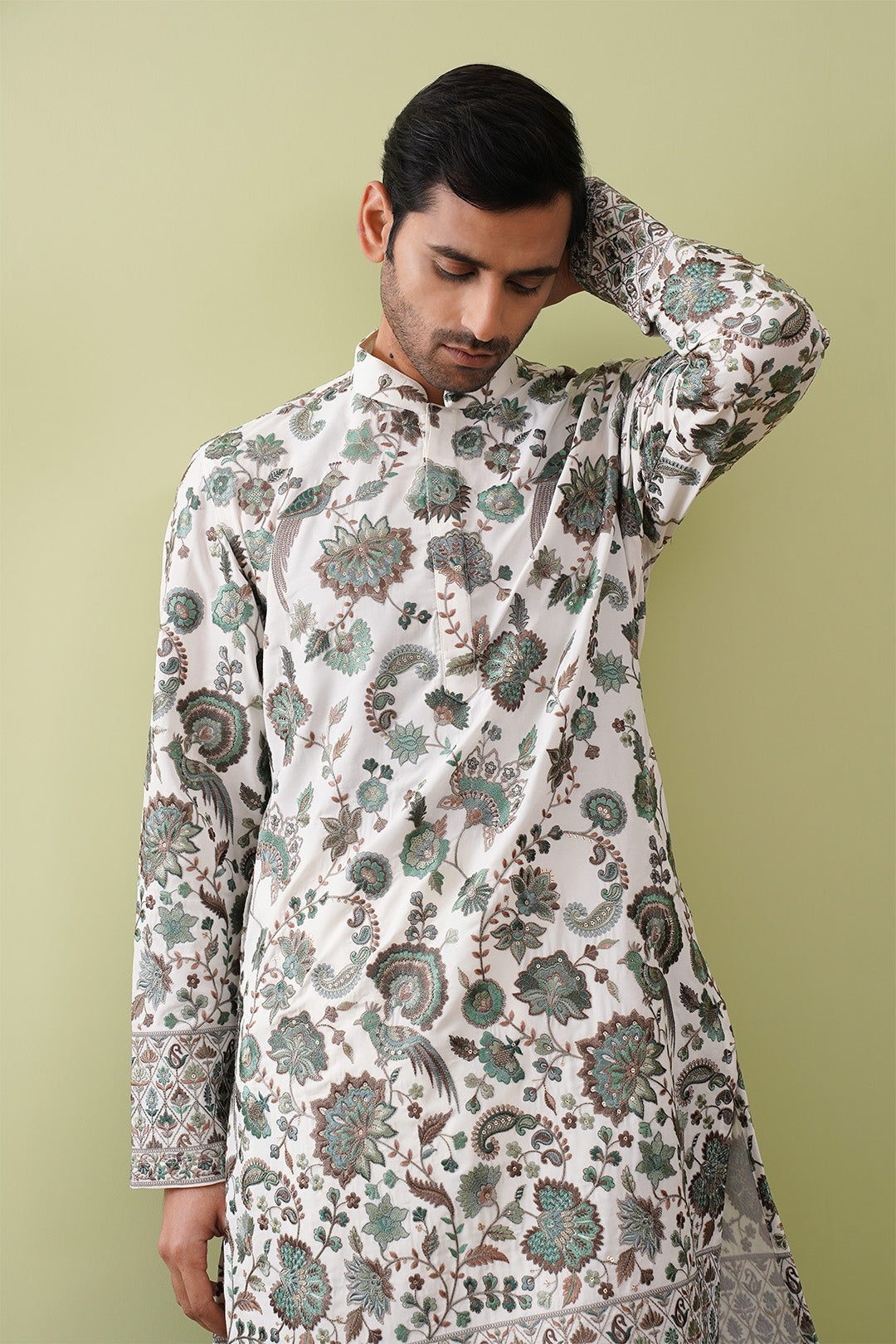 Green Threadwork Kurta - The Absolute House Of Design