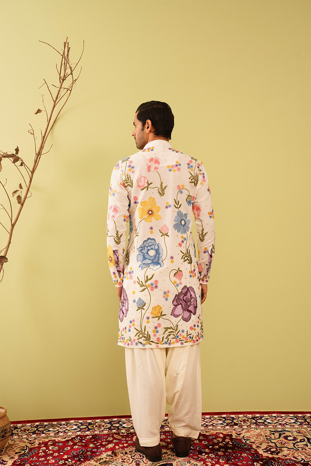 Floral Embroidery Threadwork Kurta set - The Absolute House Of Design