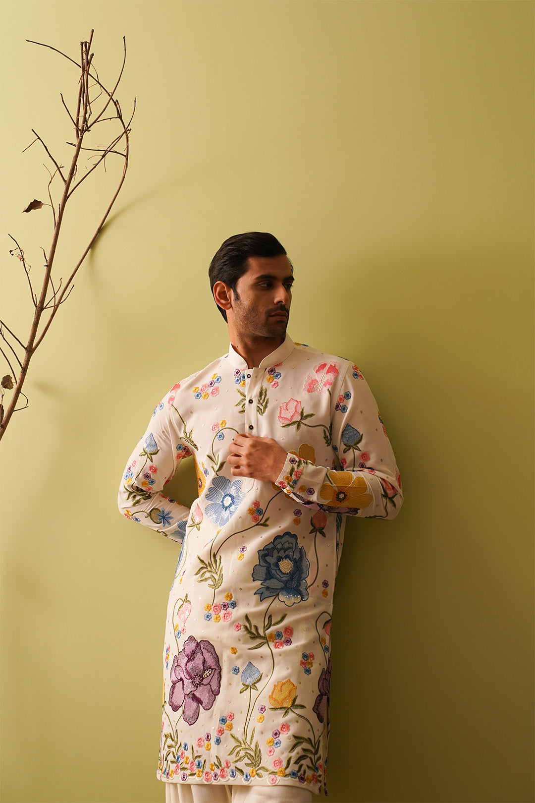 Floral Embroidery Threadwork Kurta set - The Absolute House Of Design