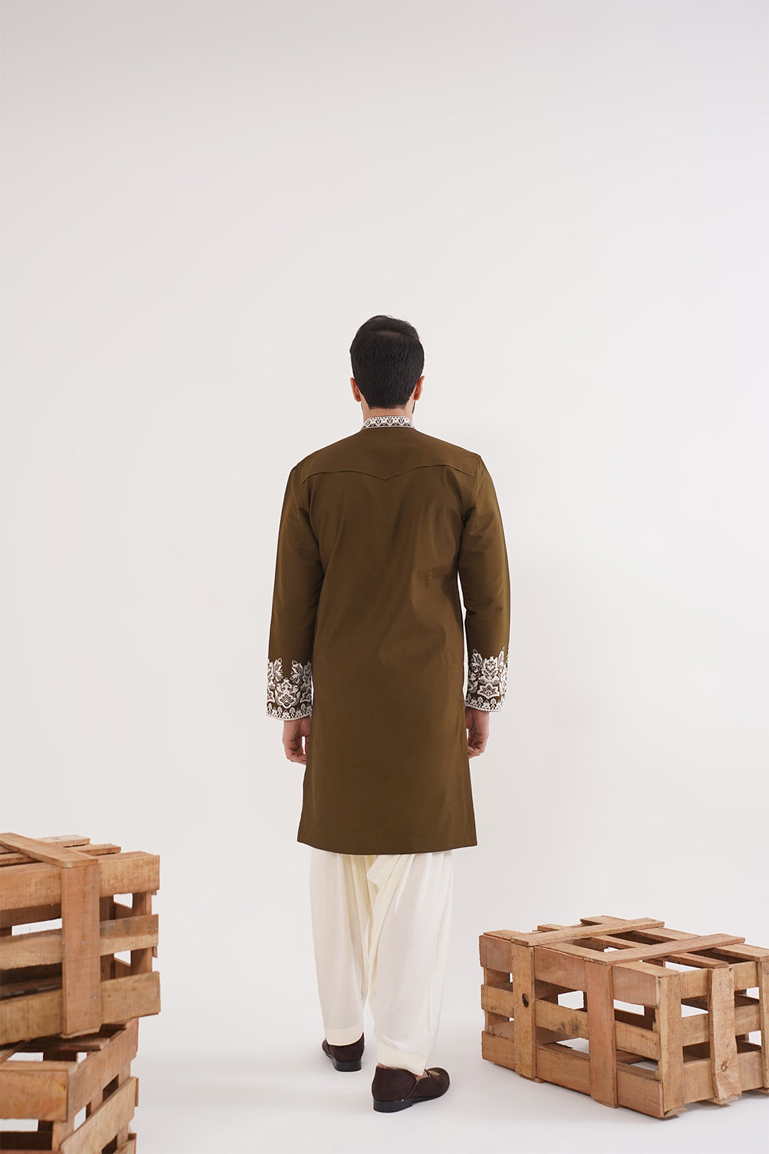 Brown Neckwork Kurta set - The Absolute House Of Design