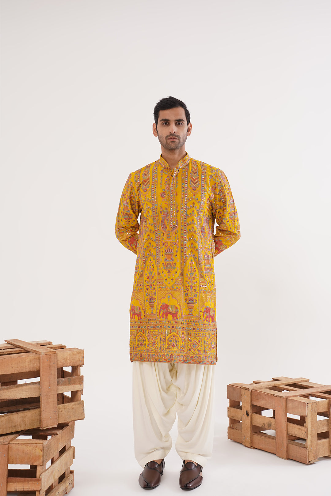 Haldi Threadwork Kurta Set - The Absolute House Of Design