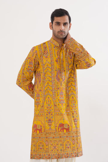 Haldi Threadwork Kurta Set - The Absolute House Of Design