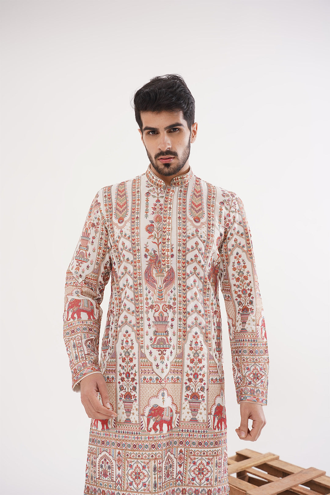 Ivory Threadwork Kurta Set - The Absolute House Of Design