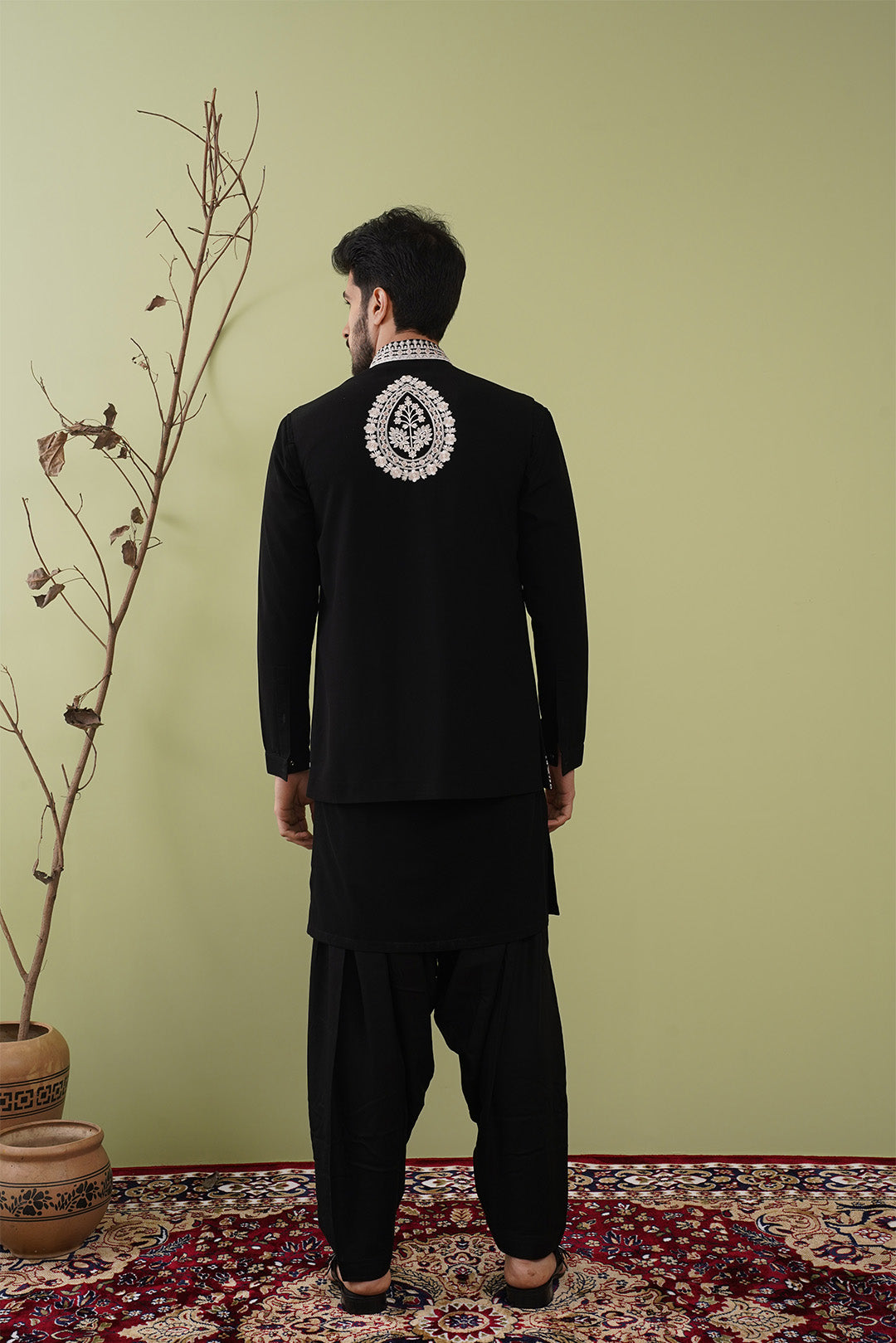 Black Threadwork Jacket Set - The Absolute House Of Design