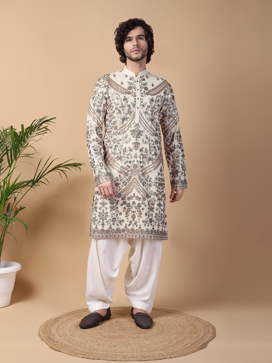 Cream & Gold Kurta Set