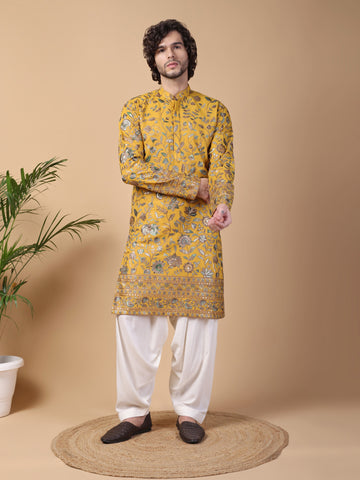 Mustard Heavy Kurta Set