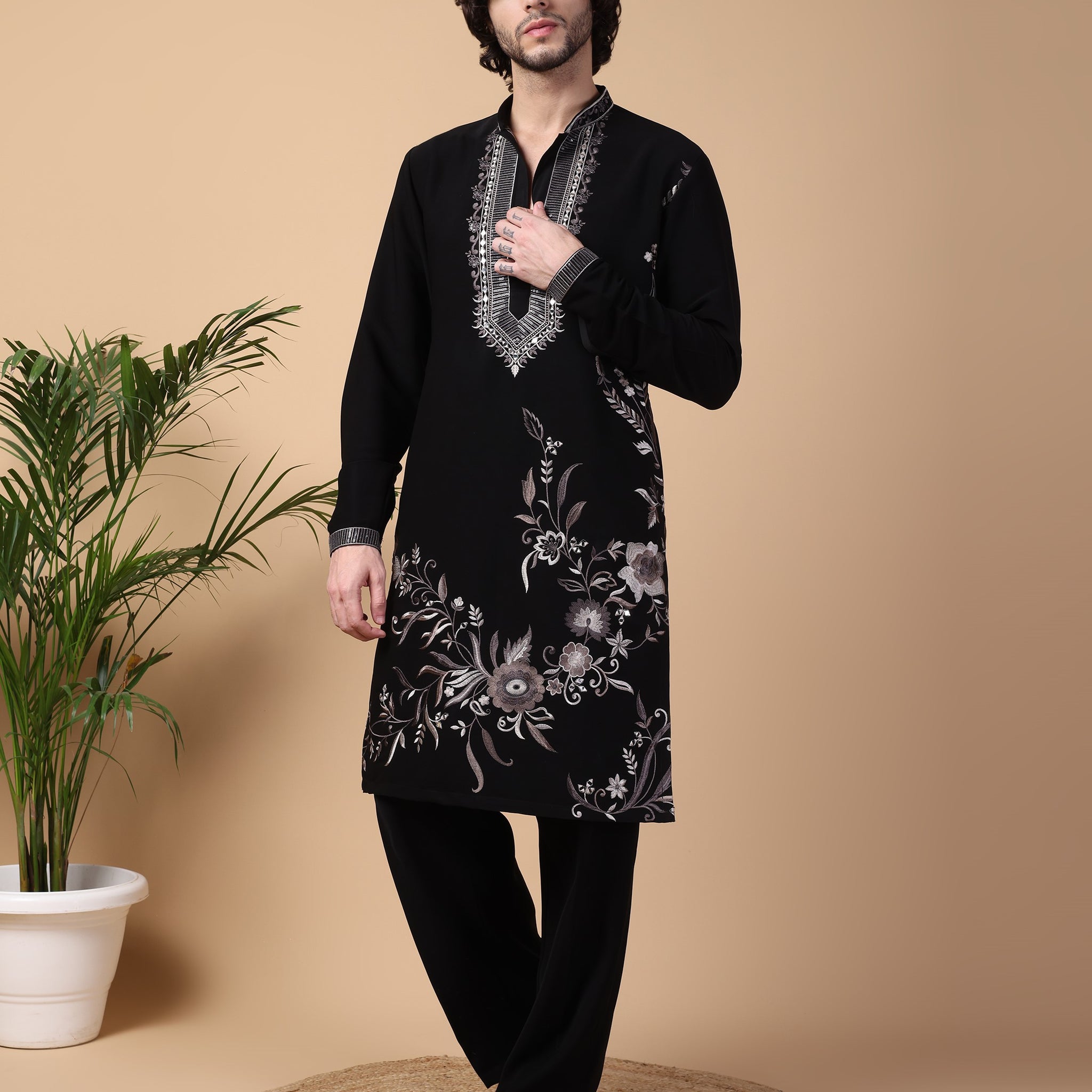 Black Japanese Kurta Set