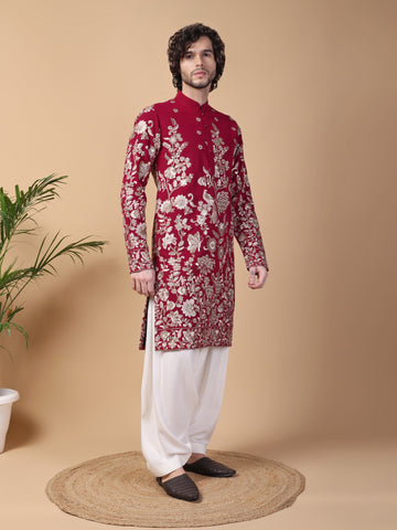Rani pink & Gold Kurta Set