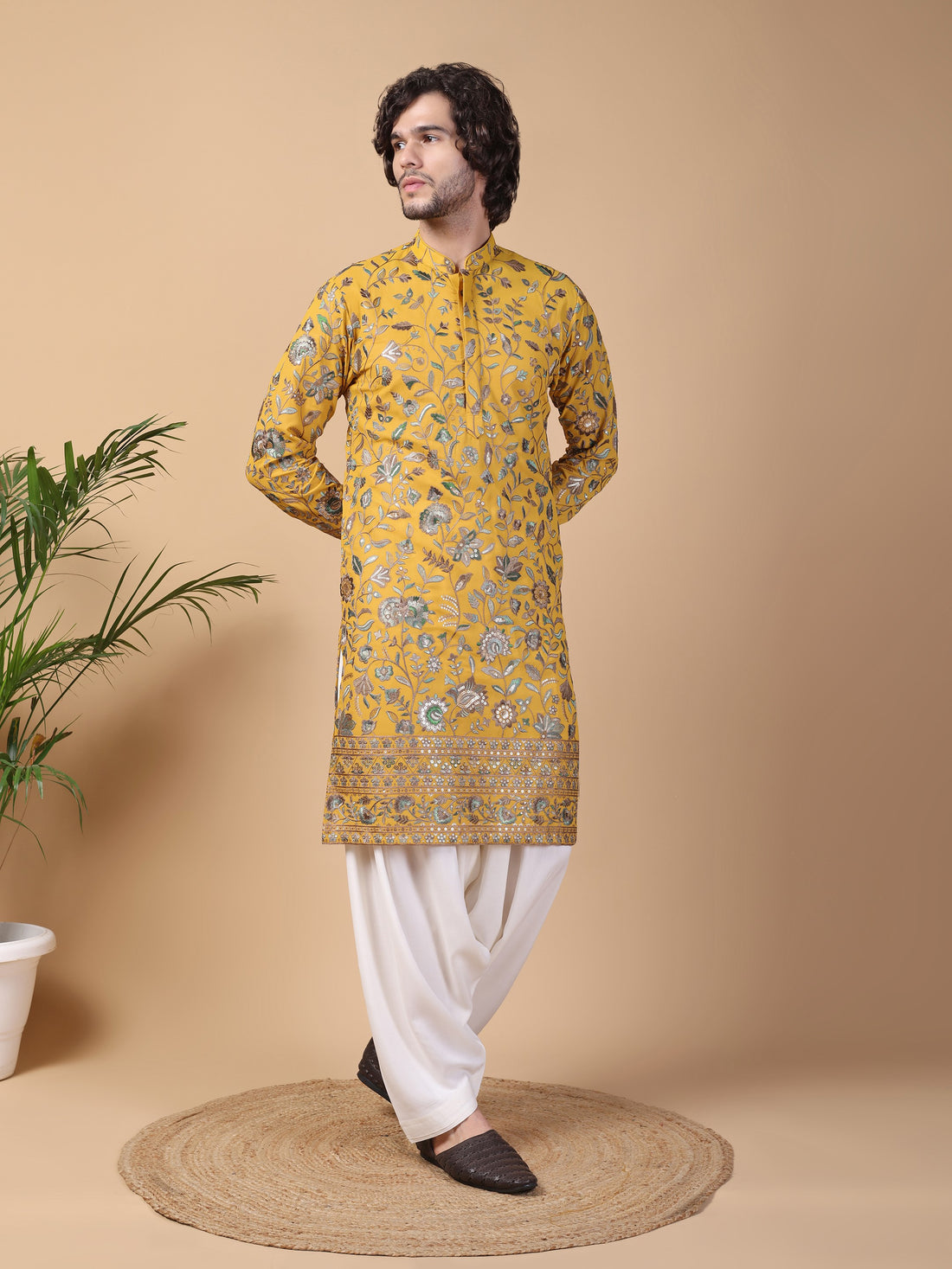 Mustard Heavy Kurta Set