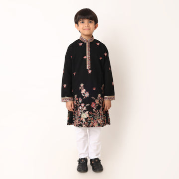 Black Floral Multi Color Kurta Set