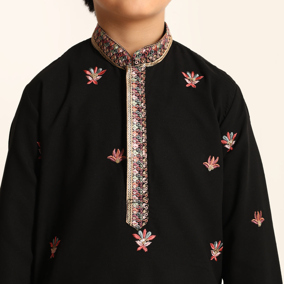 Black Floral Multi Color Kurta Set