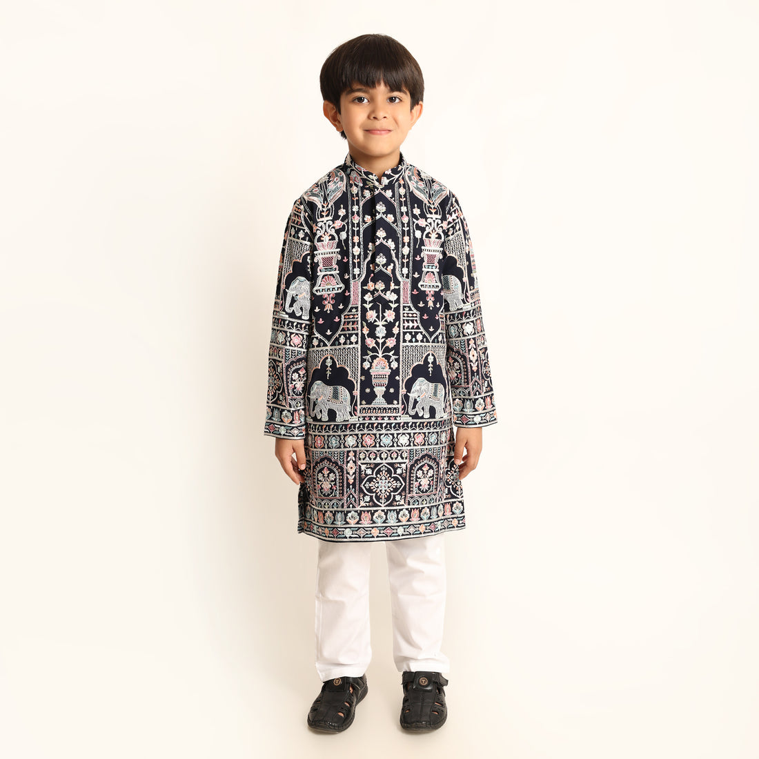 Navy Motif Kurta Set