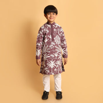 Purple motif kurta set