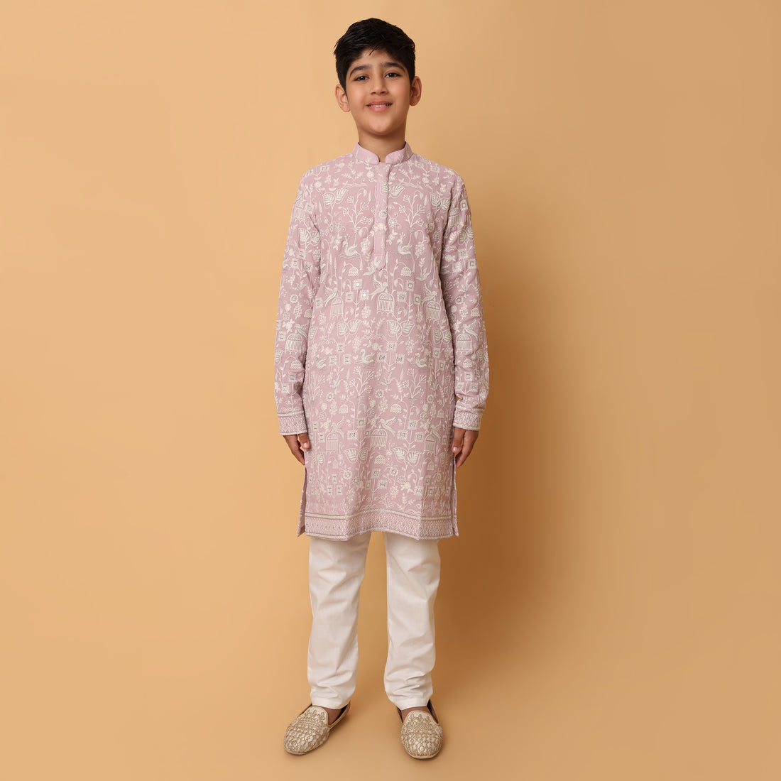 Lilac Motif Kurta Set