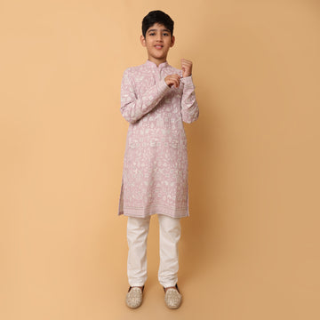 Lilac Motif Kurta Set
