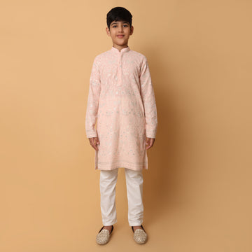 Peach Motif Kurta set