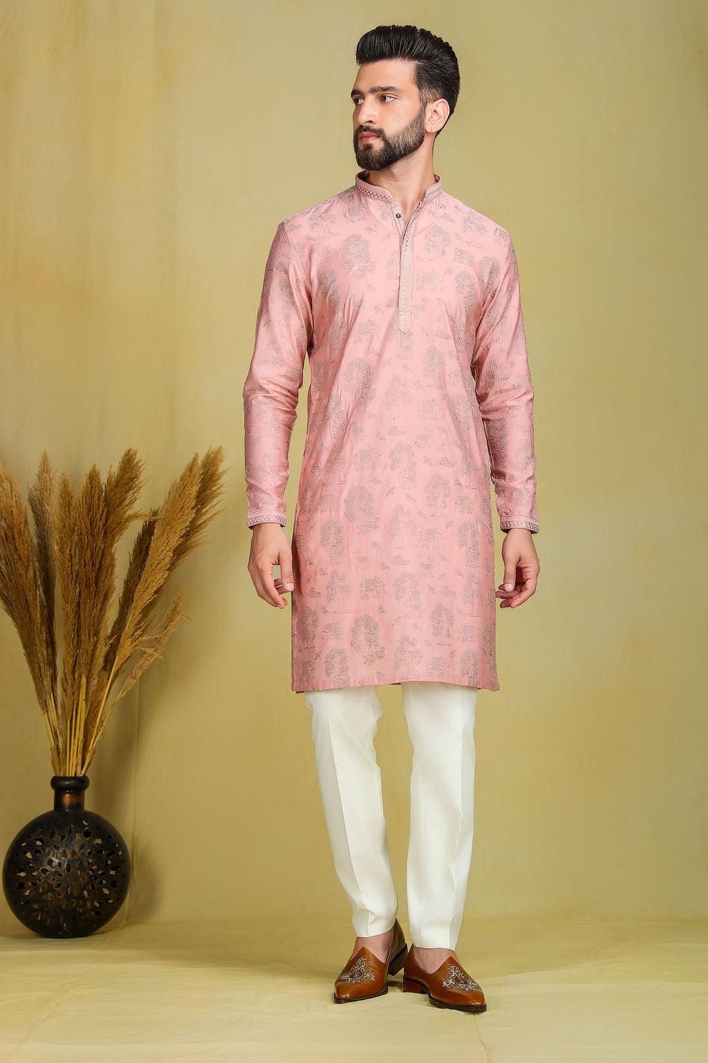 Mauve Pink embroidery kurta set - The Absolute House Of Design 