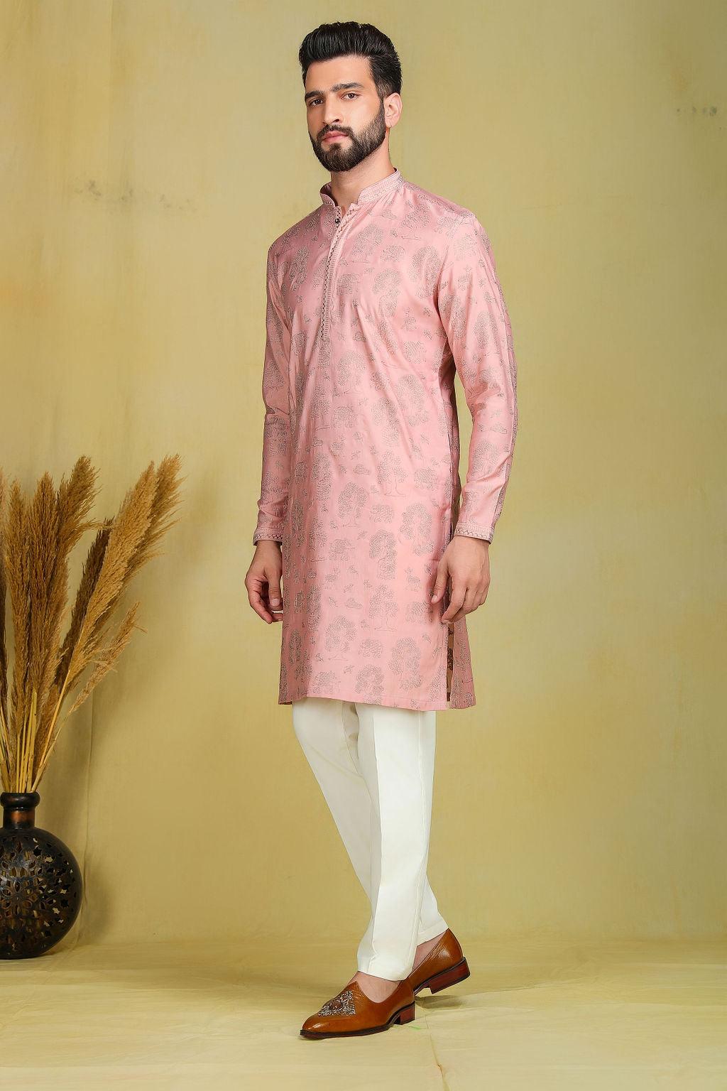 Mauve Pink embroidery kurta set - The Absolute House Of Design 