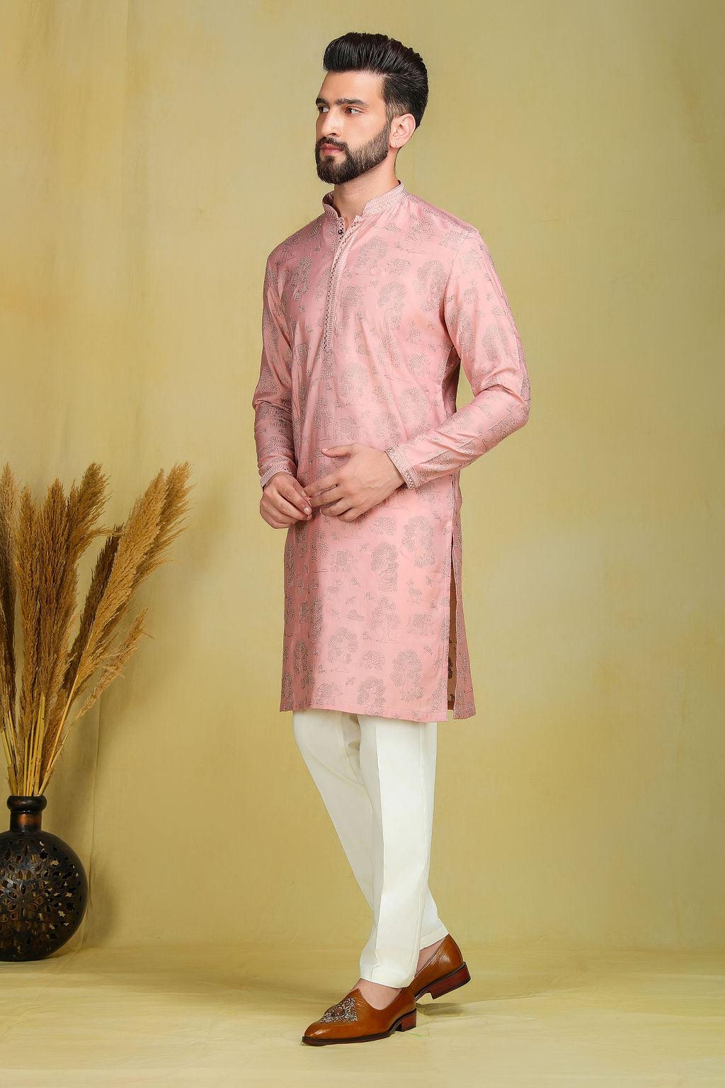 Mauve Pink embroidery kurta set - The Absolute House Of Design 