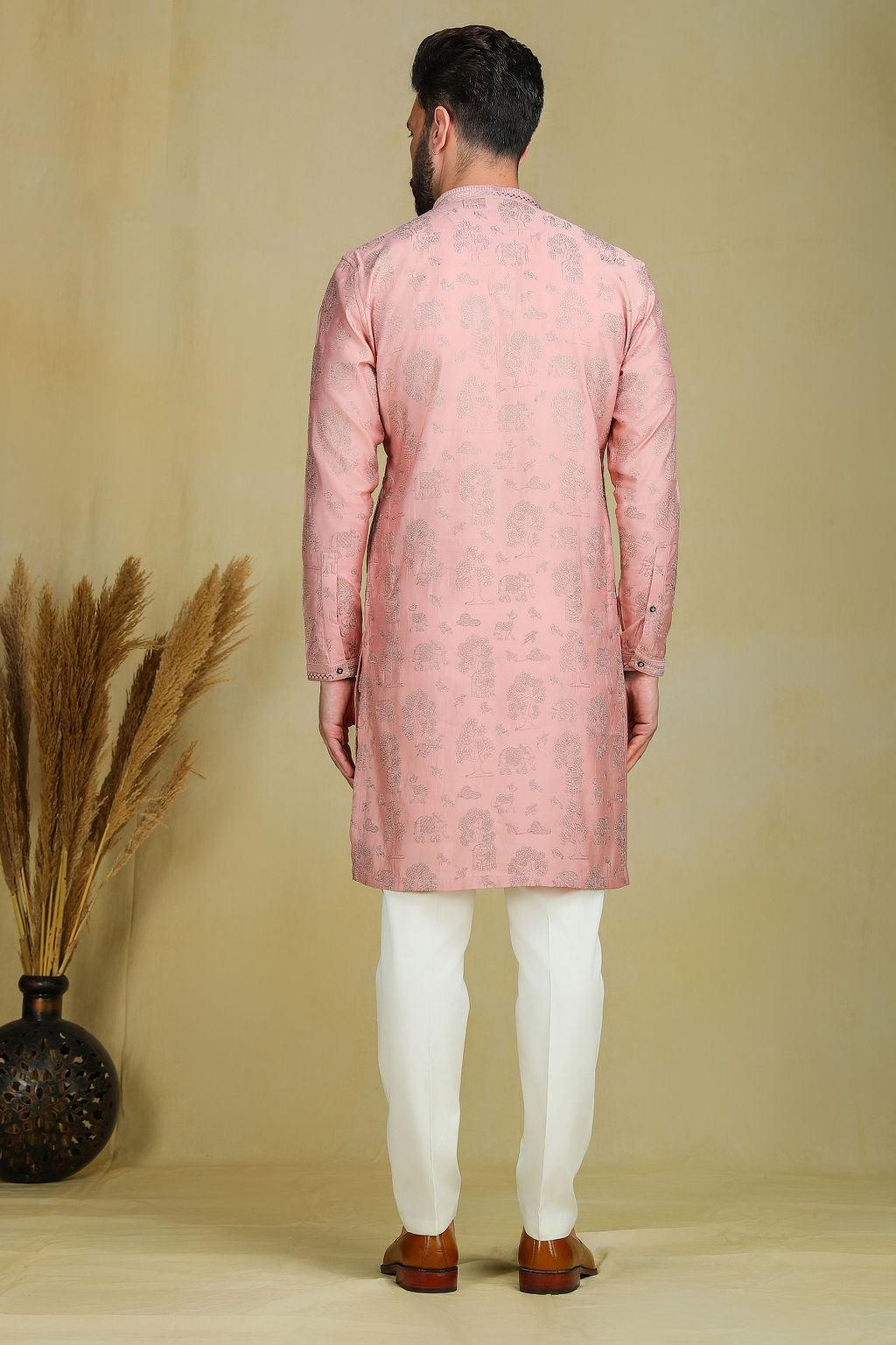 Mauve Pink embroidery kurta set - The Absolute House Of Design 