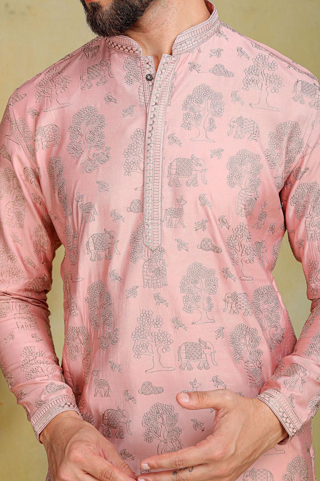 Mauve Pink embroidery kurta set - The Absolute House Of Design 