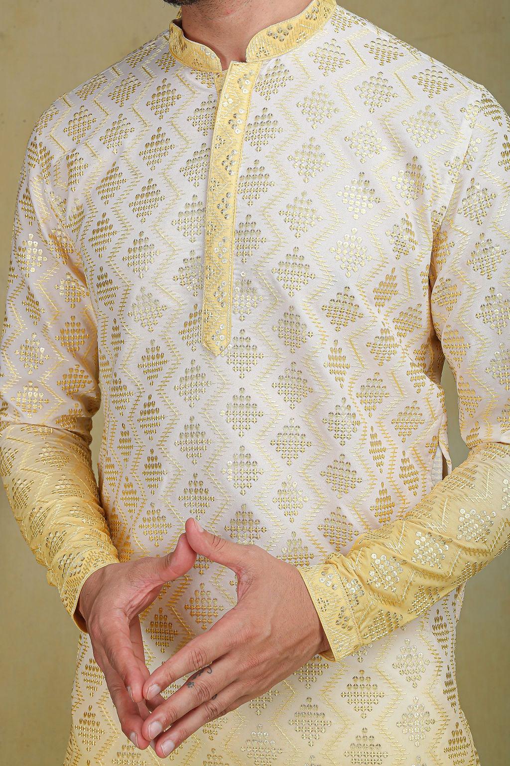 Yellow & Gold Ombre Kurta - The Absolute House Of Design 