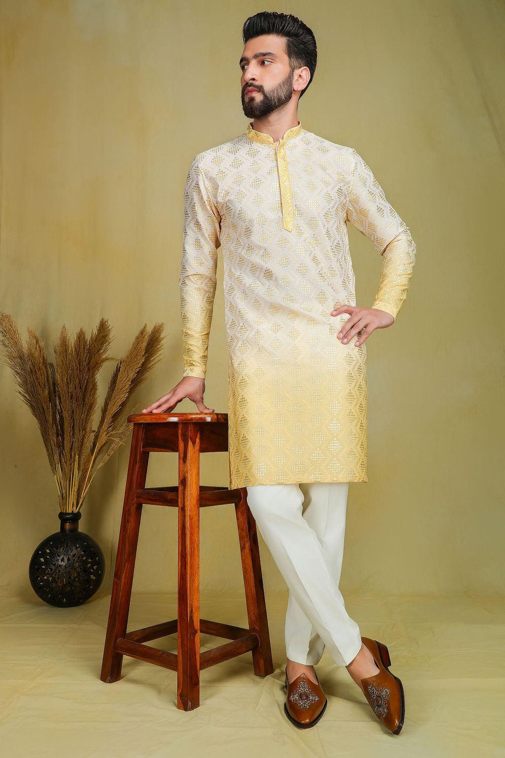 Yellow & Gold Ombre Kurta - The Absolute House Of Design 