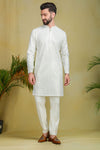 Cream Sequined Work Kurta