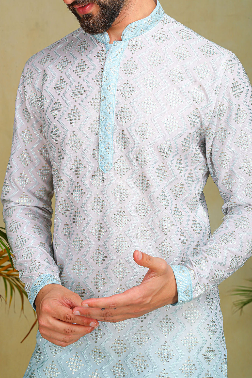 Powder Blue Ombre Kurta - The Absolute House Of Design 