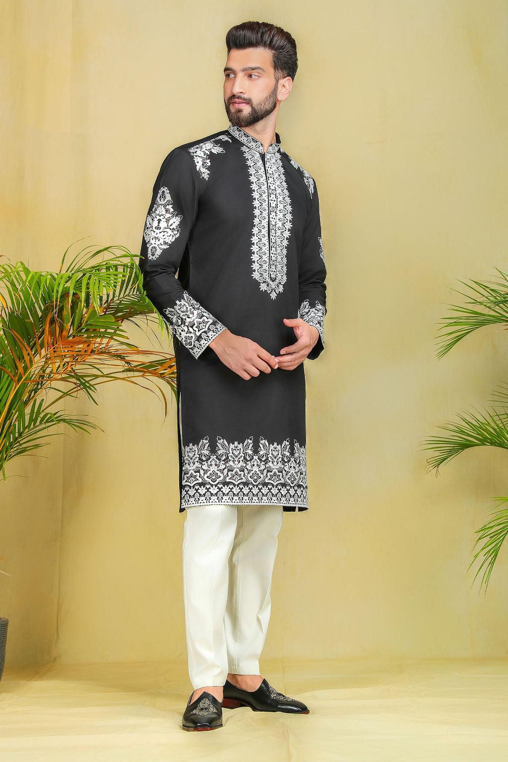 Onyx Black threadwork Kurta set - The Absolute House Of Design 