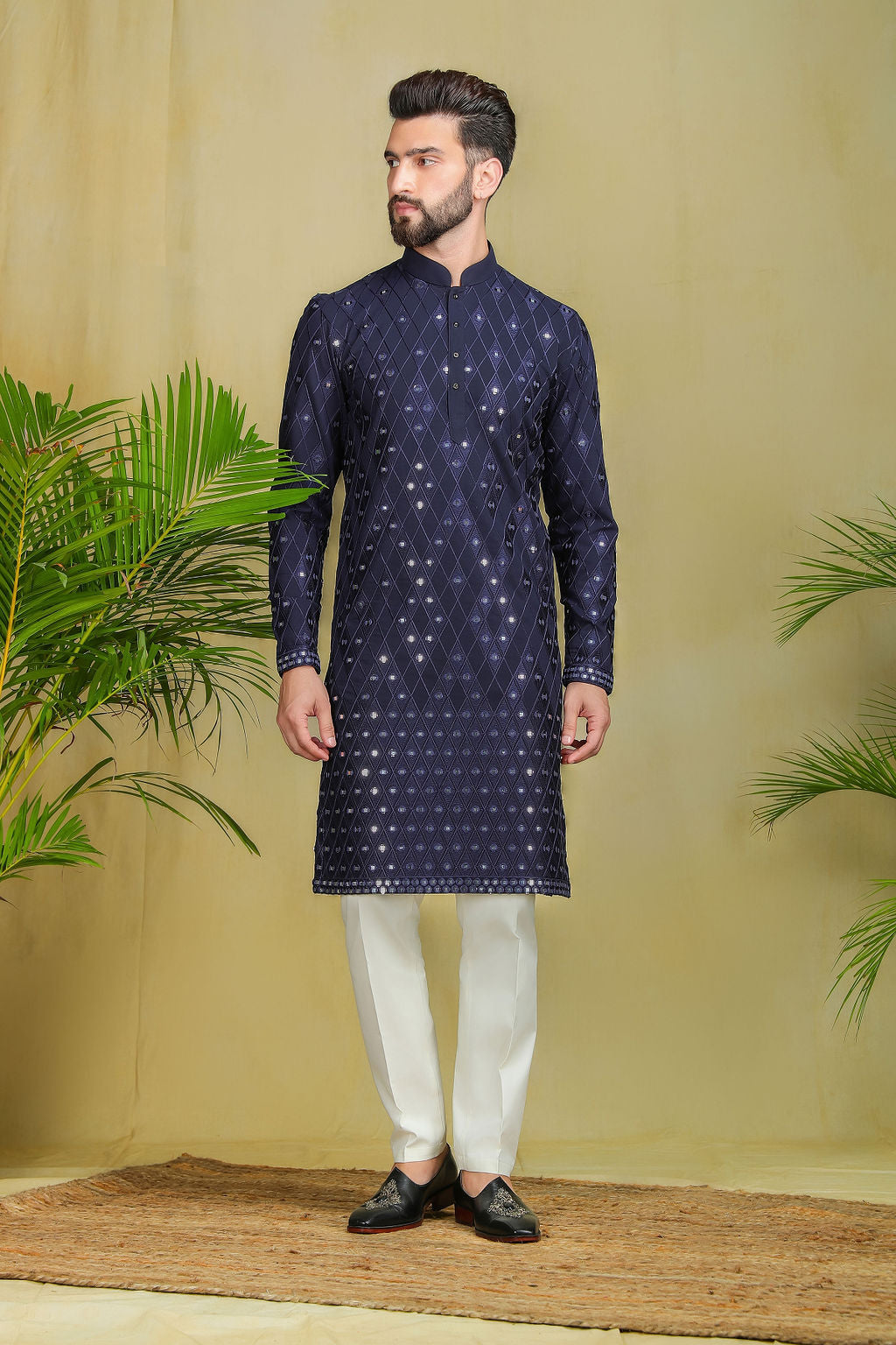 Blue Mirror work Kurta