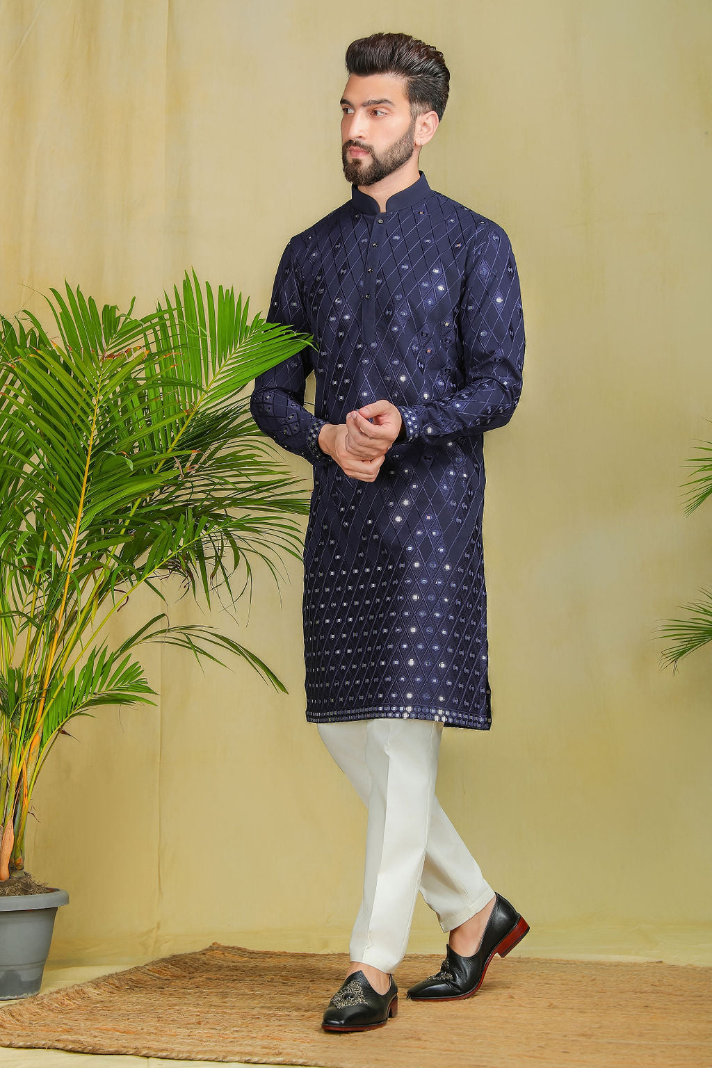 Blue Mirror work Kurta