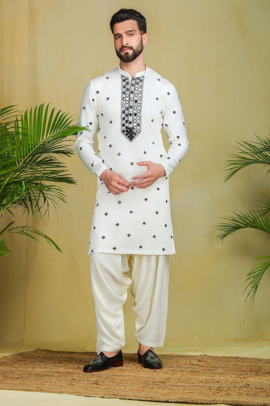 Black & White mirror work kurta - The Absolute House Of Design 